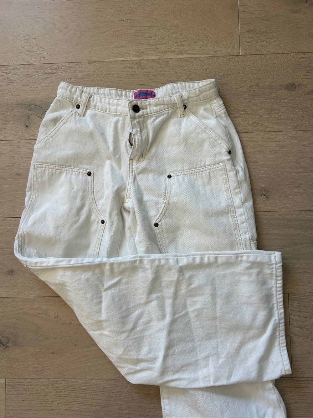 Edikted White Straight Leg Jeans cargo pants - Picture 2 of 3